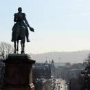 The equestrian statue of Carl Johan stands in the square in front of the Royal Palace, overlooking the street that carries his name. Photo: Liv Osmundsen, The Royal Court.